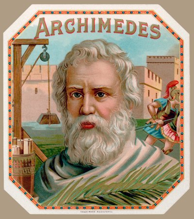 Archimedes von Syrakus, von einem Zigarrenkistenetikett, gedruckt ca. 1900 von English School